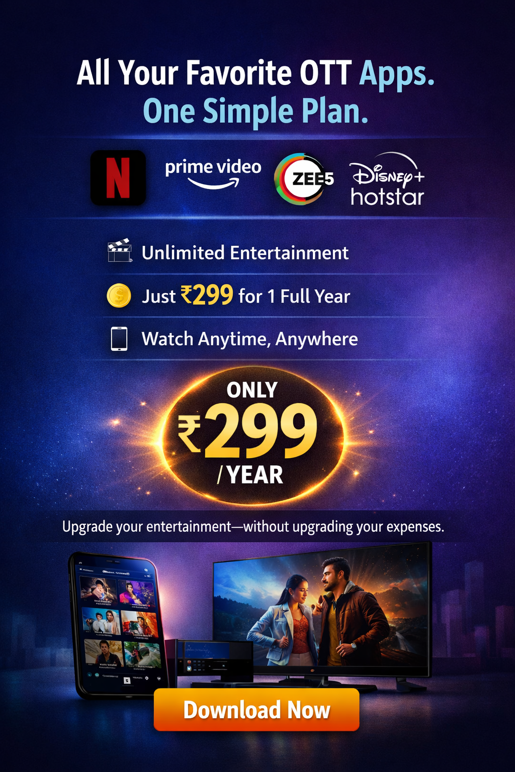 Premium OTT Streaming App | Netflix, Prime Video, ZEE5 & Hotstar | All-In-One