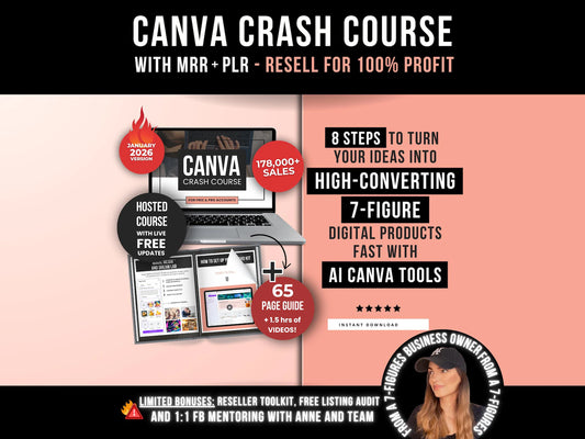 Canva Crash Course with Master Resell Rights and Private Label Rights, Done-for-You Canva Course to Resell for 100% Profit, MRR & PLR Guide